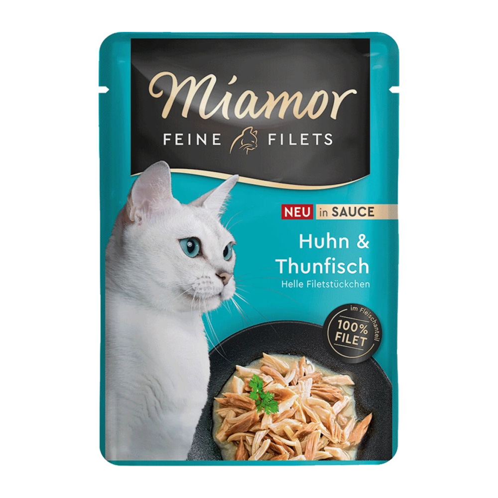 MIAMOR Feine Filets Kurczak z Tuńczykiem w Sosie Karma Mokra dla Kota 12x100g